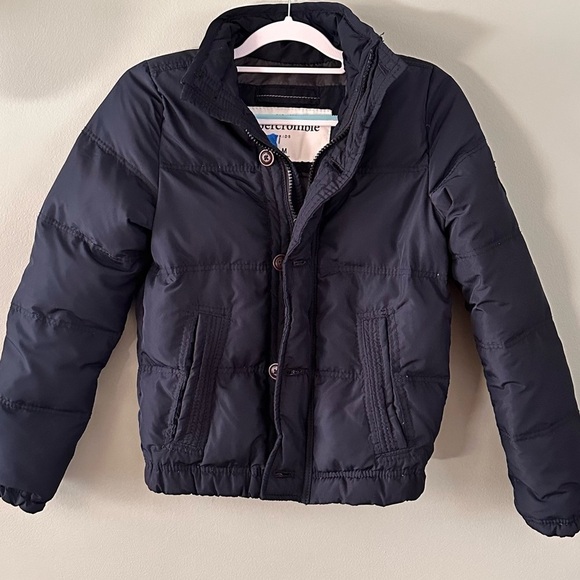 Abercrombie Kids Down/Feather Jacket Puffer Navy Zipper & Button Close Y2K Retro - Picture 1 of 9